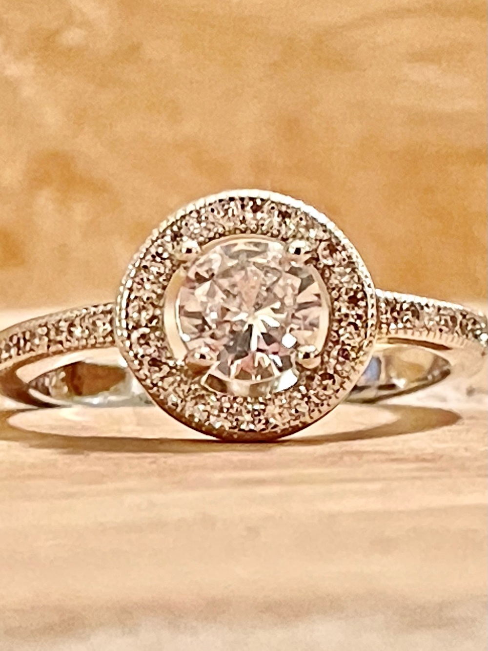 Sparkling Classic Halo Engagement Ring in 935 Silver with Clear Center Stone - Picture 5 of 7